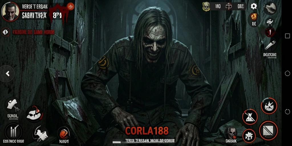 Tangkapan layar gameplay CORLA188 yang seram dan penuh ketegangan.