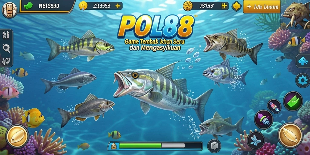 Tampilan gameplay <strong>POL88</strong> yang menegangkan dengan aksi tembak-menembak ikan.
