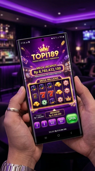 Tampilan utama aplikasi topi189 dengan berbagai kategori.